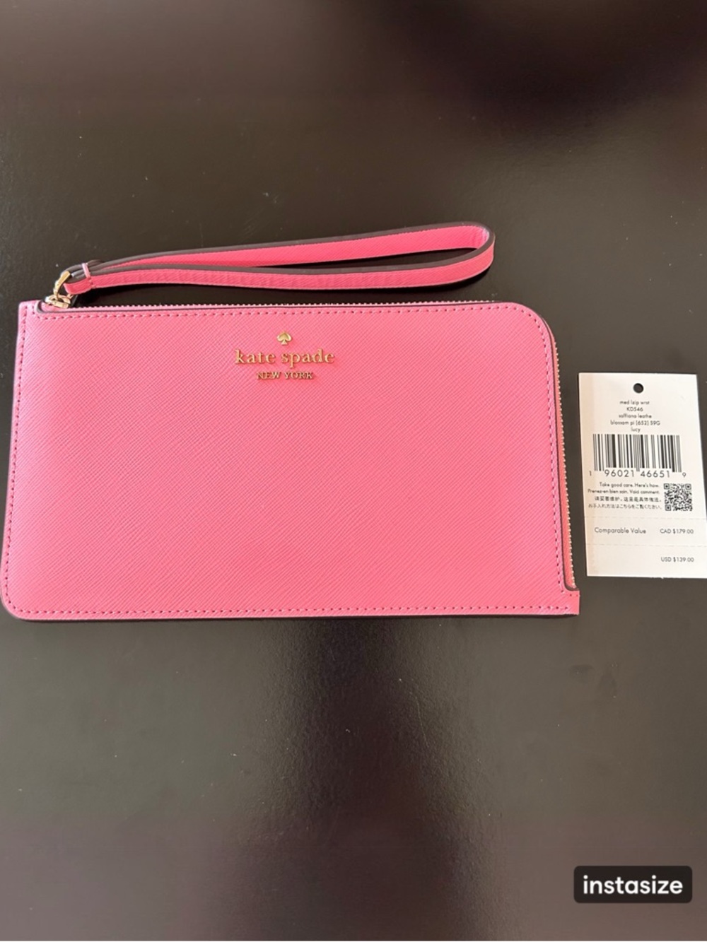 Kate Spade Lucy Medium L-Zip Wristlet in Blossom Pink MSRP $139